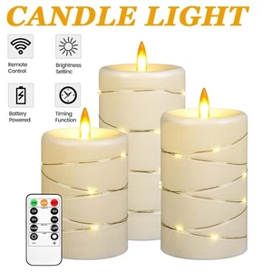 3x LED Kerzen Flammenlose Kerzen Flackernd Kerzen Licht mit Timer Fernbedienung - Bild 1 von 19