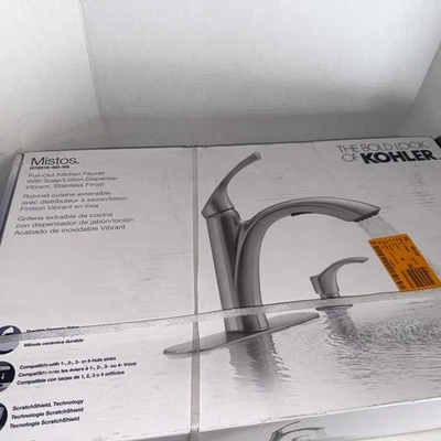 Kohler Mistos 1 Handle Pull Out Kitchen Faucet Vibrant Stainless K-R72510-SD-VS - Image 1 of 3