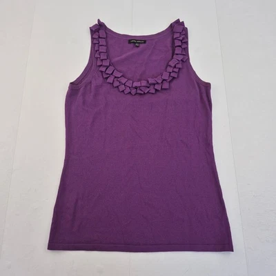 Camiseta sin mangas LAURA ASHLEY 12 púrpura para mujer viscosa nailon volantes cuello sin mangas Foto 1 de 4