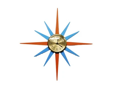 Mid Century Modern Sunburst Wall Clock – Retro Atomic Style, 3D Printed - Image 1 of 3