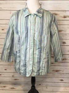 Erin London Hemd/Übergangsjacke Damen 2x grün gestreift 3/4 Arm Knopfleiste  - Bild 1 von 12