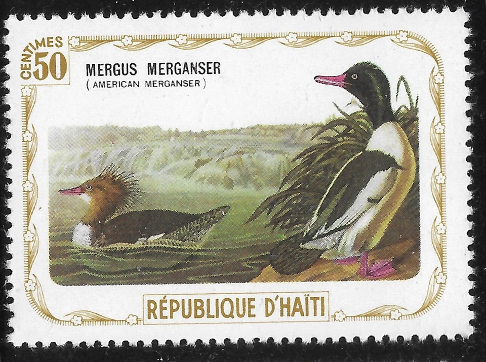 Haiti 1975 John James Audubon's Birds "American Merganser" 50c MNH**OG - Image 1 of 1