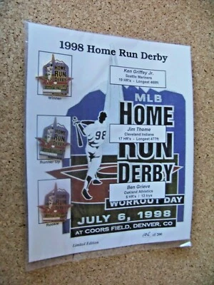 1998 Home Run Derby pin set Griffey Jr Thome Grieve All-Star Rockies Coors AIBM - Image 1 of 4
