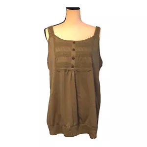 Camiseta sin mangas Maurices talla grande 2 verde militar borde ganchillo 2X - Imagen 1 de 9