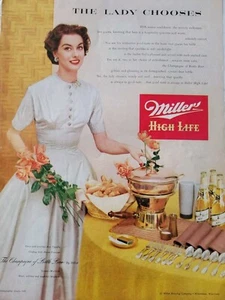 1954 Lady chooses Miller High Life beer Women's Anne Fogarty dress Vintage ad - Picture 1 of 1