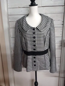 Venus Women's Size 10 Houndstooth Plaid Button Front Blazer Jacket Business - Picture 1 of 12
