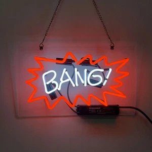 Bang Neon Sign Light Real Glass Tube Wall Hanging Nightlight Bar Pub Decor 14" - Picture 1 of 1