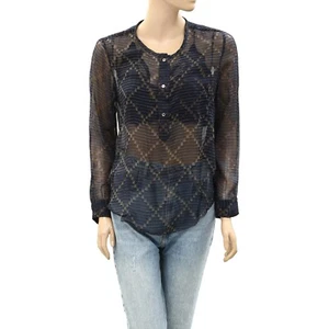 269359 Isabel Marant Etoile Printed Tunic Shirt Top Long Sleeve Sheer S-36 New - Picture 1 of 5