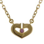 Cartier Women Necklace C Heart 1 Point Pink Sapphire Pendant K18 Rose Gold Auth