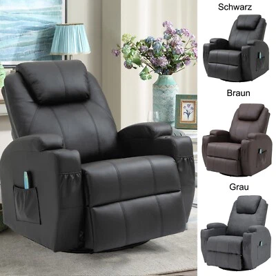 Massagesessel Fernsehsessel 360°drehbar Relaxsessel Wärmefunktion Polstersessel - Bild 1 von 4