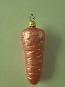 Antiguo adorno navideño vintage de vidrio de mercurio de Alemania Occidental zanahoria vegetal  - Imagen 1 de 4