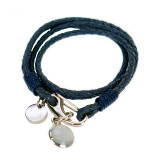 Blue Leather Braided Wrap Bracelet Surfer Style Wristband Jewellery  For Men - Picture 1 of 3