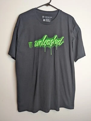 Monster Energy Unleashed Graphic T Shirt Green Black Spray Paint Logo Men's XL - Image 1 of 4