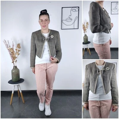 Womens Trachten Blazer Medium Size UK 12 EU 38 Grey Tyrol Country Linen Jacket - Image 1 of 4