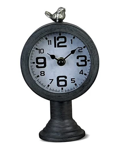 Clocks For Living Room Decor Vintage Bird Desk Clock Small Table Top Dark Grey Cover