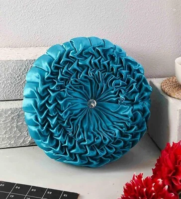 Handmade Canadian Cushion with Decorative Smoke Design - Aqua - 1 Piece - Image 1 of 4