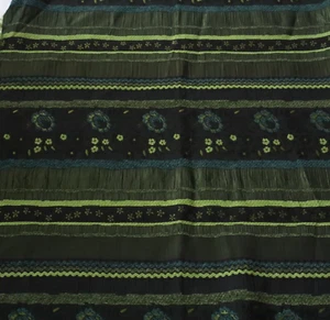 Vintage Luxury Artistic Silky Fabric Black, Green, Blue Emb Pleated Floral 1 yds - Picture 1 of 11