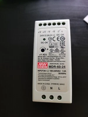 MEAN WELL (MDR-60-24) 24V 2.5A 60W Industrial DIN Rail Power Supply - Image 1 of 4