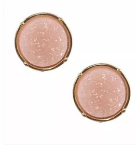 Drusy runde Ohrringe hellrosa farbig Druzy Ohrstecker durchbohrt  - Bild 1 von 1