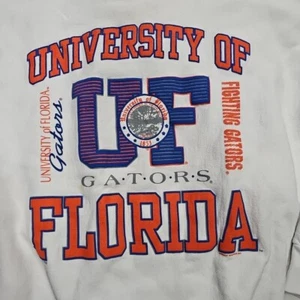 University Florida Gators Sweater Vtg XL 90s Game-day Pullover Crewneck White  - Picture 1 of 11