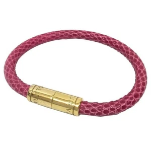 Louis Vuitton Brasserie Brass Keep It Lizard Bracelet Bangle Red Auth YK333 - Picture 1 of 3
