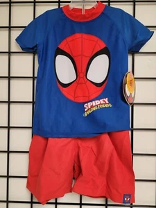 Marvel Spidey & His Amazing Friends Child 2pc Swim Set: Rash Guard & Swim Trunks - Picture 1 of 5
