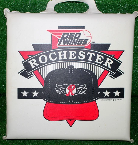 Vintage Rochester Red Wings Cusion Seat White Old Logo Cover