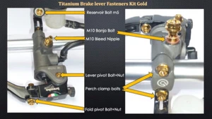BREMBO RCS 19 Titanium Brake Bolt race kit In GOLD Titanium No Rust light weight - Picture 1 of 20