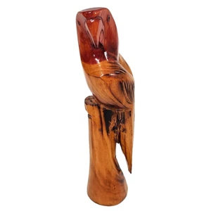 Vtg Hand Carved Wood Parrot Statue Bird Tiki Tropical Folk Art Signed 9.5" Fiji - Picture 1 of 10