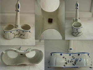 SUPPORT PRESENTOIR HUILIER VINAIGRIER EN PORCELAINE DECOR AUX BARBEAUX - Imagen 1 de 2