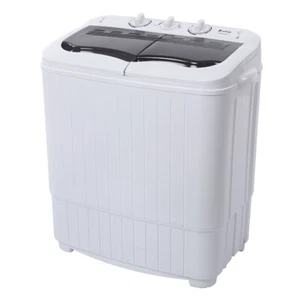 Compact Twin Tub Washing Machine with Drain Pump Semi-Automatic 14.3lbs Gray - Picture 1 of 12