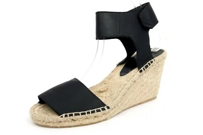 Womens VINCE Black Leather Casual Ankle Strap Sandals Wedges Heels Size 9 M - Image 1 of 4