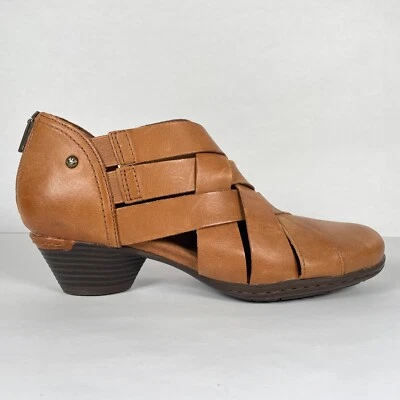 Botines de salón Cobb Hill tejidos de laurel para mujer talla 7 cuero tostado zapatos de tacón bajo Foto 1 de 4