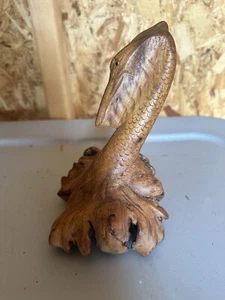 Handgeschnitzter Treibholz Holz Pelikan Volkskunst Strand Landhaus Dekor ca. 7 Zoll hoch - Bild 1 von 12