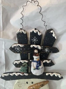 Metal Ceramic And Wood Snowman Wall Hanging Holiday Décor By Flower Factory - Picture 1 of 15
