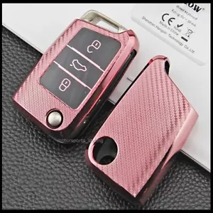 Carbon Pink Key Cover For Skoda Octavia Fabia Kodiaq Karoq Case Fob Car t40cfpin - Bild 1 von 4