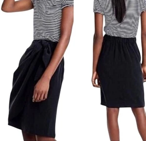 J. Crew Damen schwarz Wickelrock Größe 4 mit Bindeband Taille leicht UVP 99 $ - Bild 1 von 10