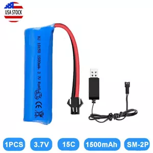 1PC 3.7V 1500mAh Rechargeable Li-ion Battery w/ SM Plug for RC Cars Trucks Toys - Picture 1 of 6