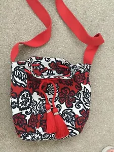 Boden Tassel Pouch Bag TAPESTRY Drawstring Red White & Navy Good Condition - Picture 1 of 11