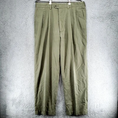 Pantalones John Nordstrom Para Hombre 35x30 Verde Plisado Puño Cuidado Inteligente Resistente a Manchas Foto 1 de 4