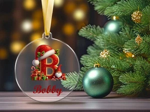 PERSONALISED INITIAL GNOME ACRYLIC CHRISTMAS BAUBLE TREE DECORATION GIFT  TAG - Picture 1 of 55