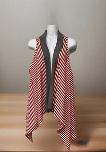 Arkansas Razorbacks Women’s Long Vest Red White Striped Gray Trim Logo Hogs S/M - Picture 1 of 13