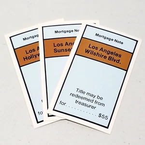 Anti-Monopoly #5906 Game Replacement Set of 3 Los Angeles Mortgage Cards Brown - Picture 1 of 5