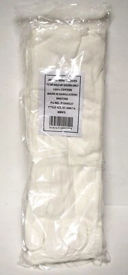 Guantes de inspección de algodón 12/14 pulgadas RN67368 blanco elástico 97-50014 Foto 1 de 3
