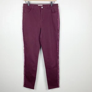 LOGO Pantalones Lori Goldstein 10 Púrpura Ajustado Pierna Sarga Flecos Elastizados Informales - Imagen 1 de 14