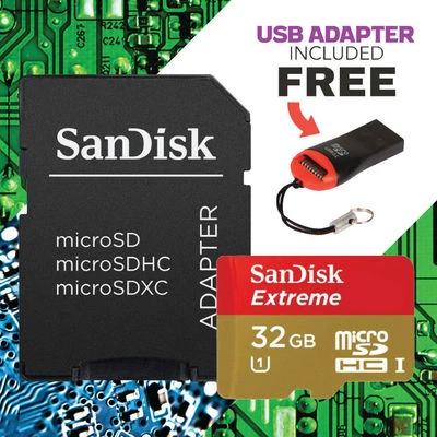 US Direct SanDisk Extreme Micro SD SDHC Card 32GB 32 GB CLASS 10 45MB/s Bulk - Image 1 of 3