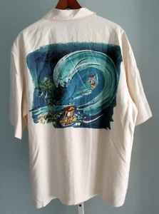Kahala Santa Christmas Surf Board XL Camisa Hawaiana Seda SS EXCELENTE - Imagen 1 de 6