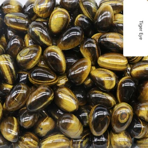 100pcs Natural Tiger Eye Stone Egg Crystal Carved Healing Gem Reiki No Hole - Picture 1 of 1
