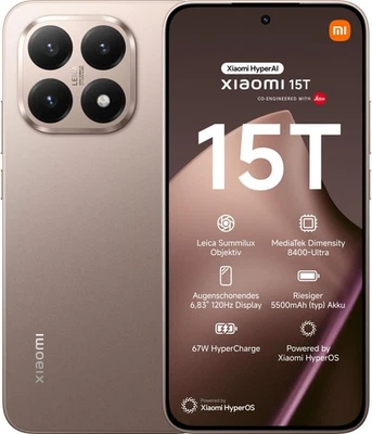 XIAOMI 15T 5G Smartphone 12GB+256GB NFC Dual SIM Rose Gold HyperAI NEU & OVP - Bild 1 von 4