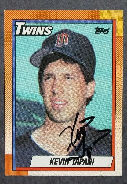 明尼苏达双城队明星凯文·塔帕尼亲笔签名签名 1990 年 Topps 棒球卡 - — 第 1/1 张图片